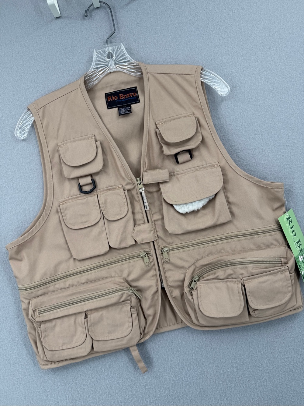 Rio Bravo Sports Vest Fishing Hunting Shooting Outdoor Mens Medium Khaki Cotton